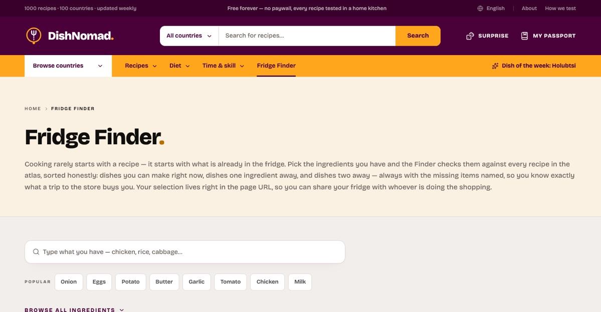 dishnomad.com — Fridge Finder: od frižidera do recepta