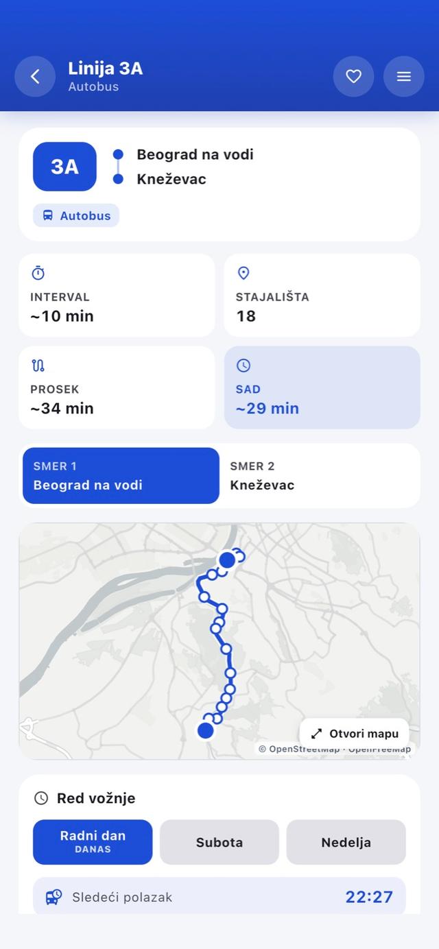 busevi.rs app — Cela linija na jednom ekranu