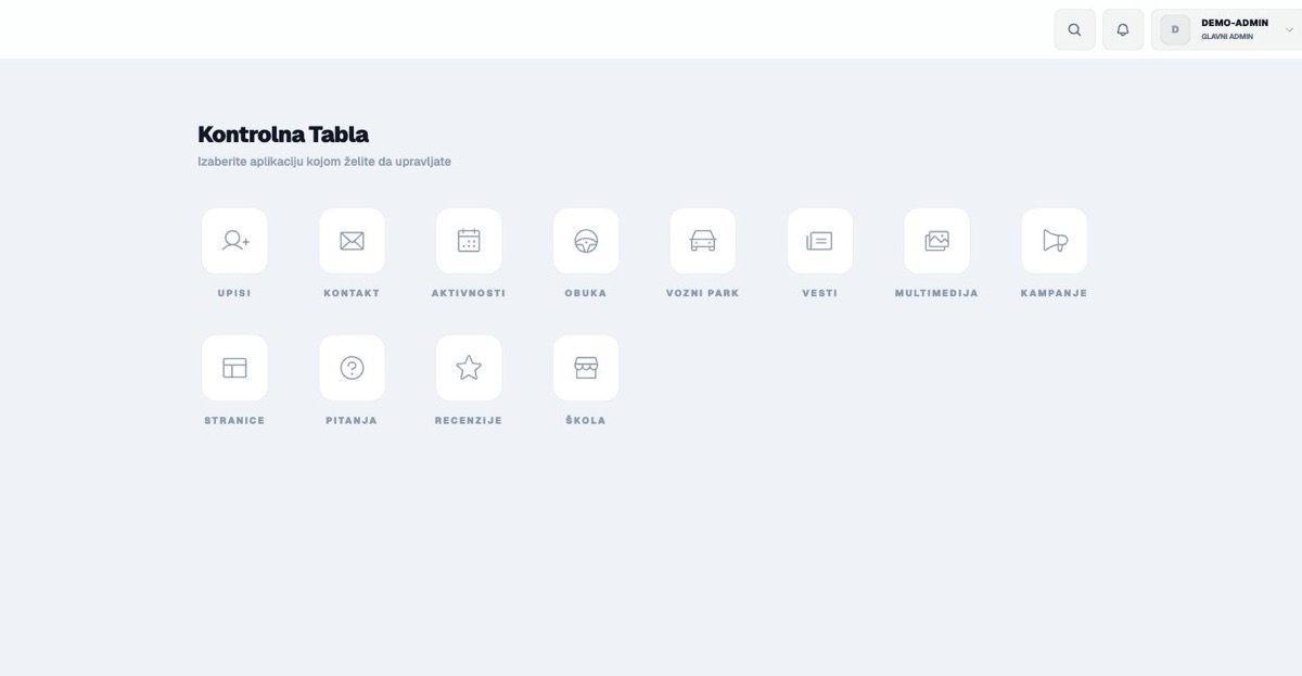 Kontrolna tabla — sve aplikacije na jednom mestu